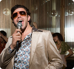 Man singing karoke